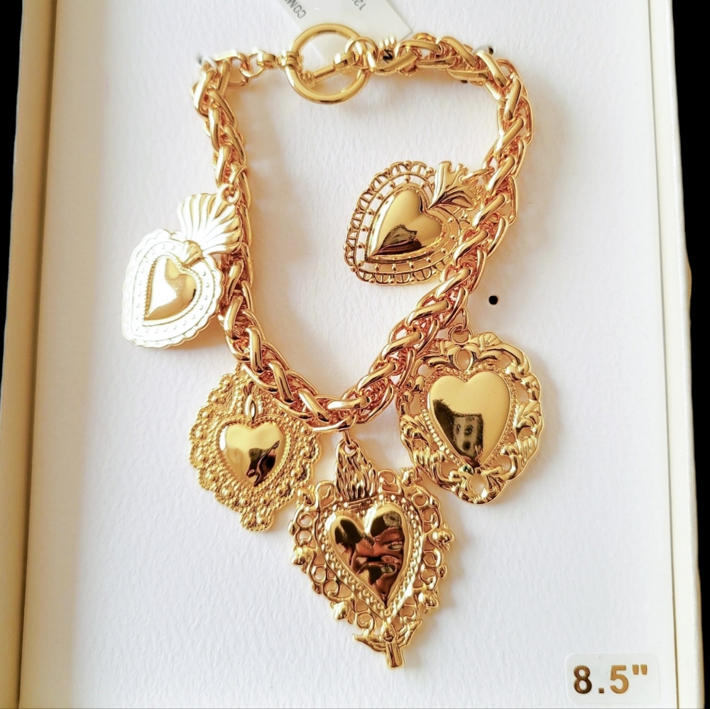 Gold Heart CharmBracelet By Persimmon NWT